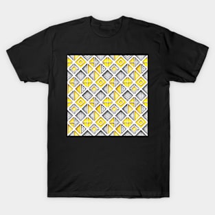 Yellow and Gray 3d Geometric Pattern T-Shirt